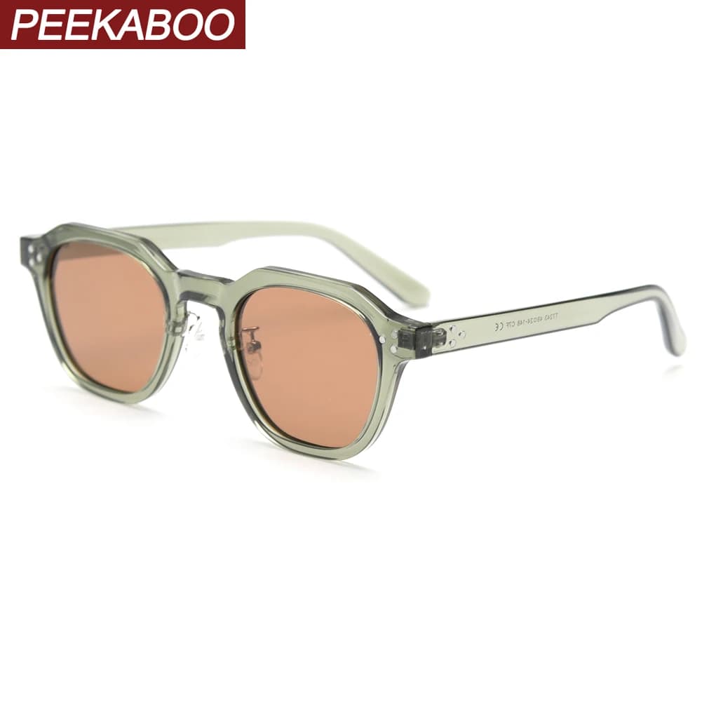 Lunettes style coréen rétro TR90 - Polygone polarisé UV400 vert marron pour pêche estivale