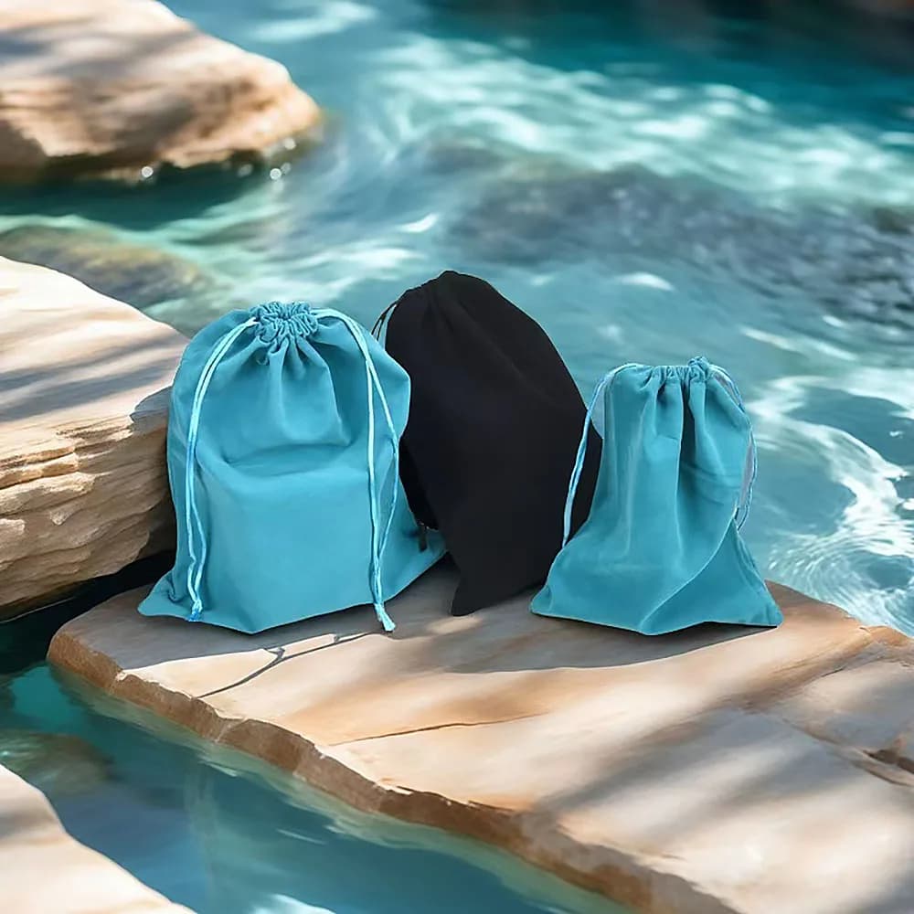 Lot 3 sacs de rangement moulinets MNFT S/M/L avec cordon bleu noir portable pêche
