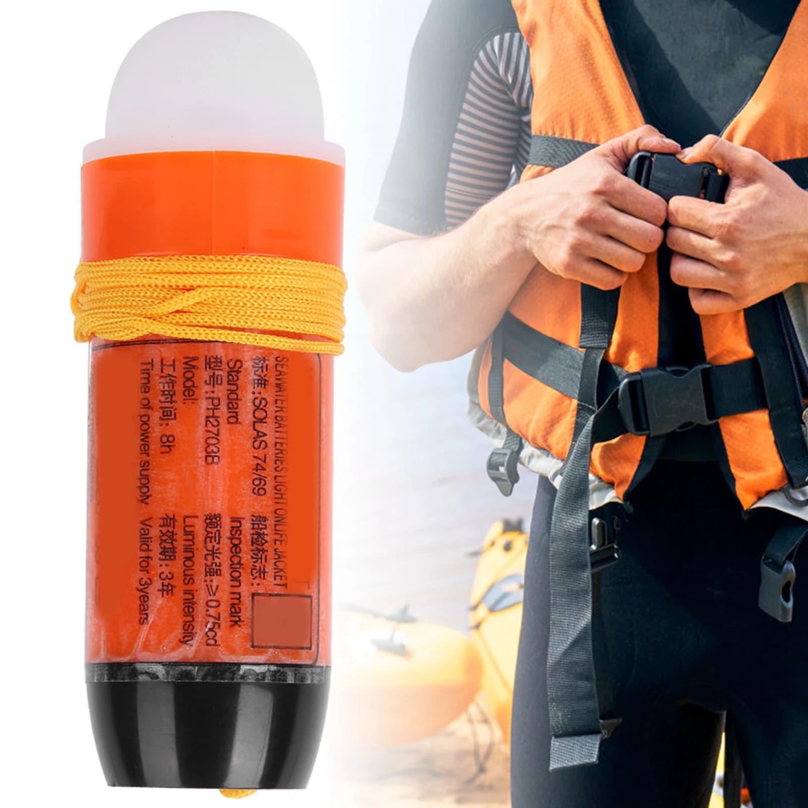 Lampe gilet de sauvetage léger étanche pour kayak dérive pêche sécurité nocturne marine