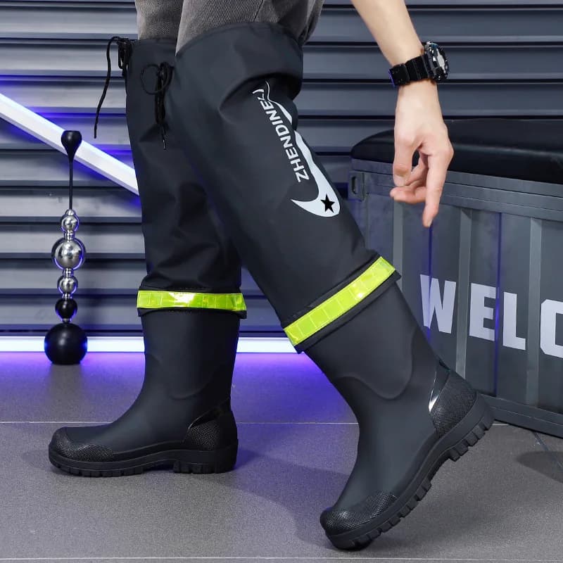 Bottes de pluie homme longues tube haut genou étanches travail anti-dérapantes livraison inondation