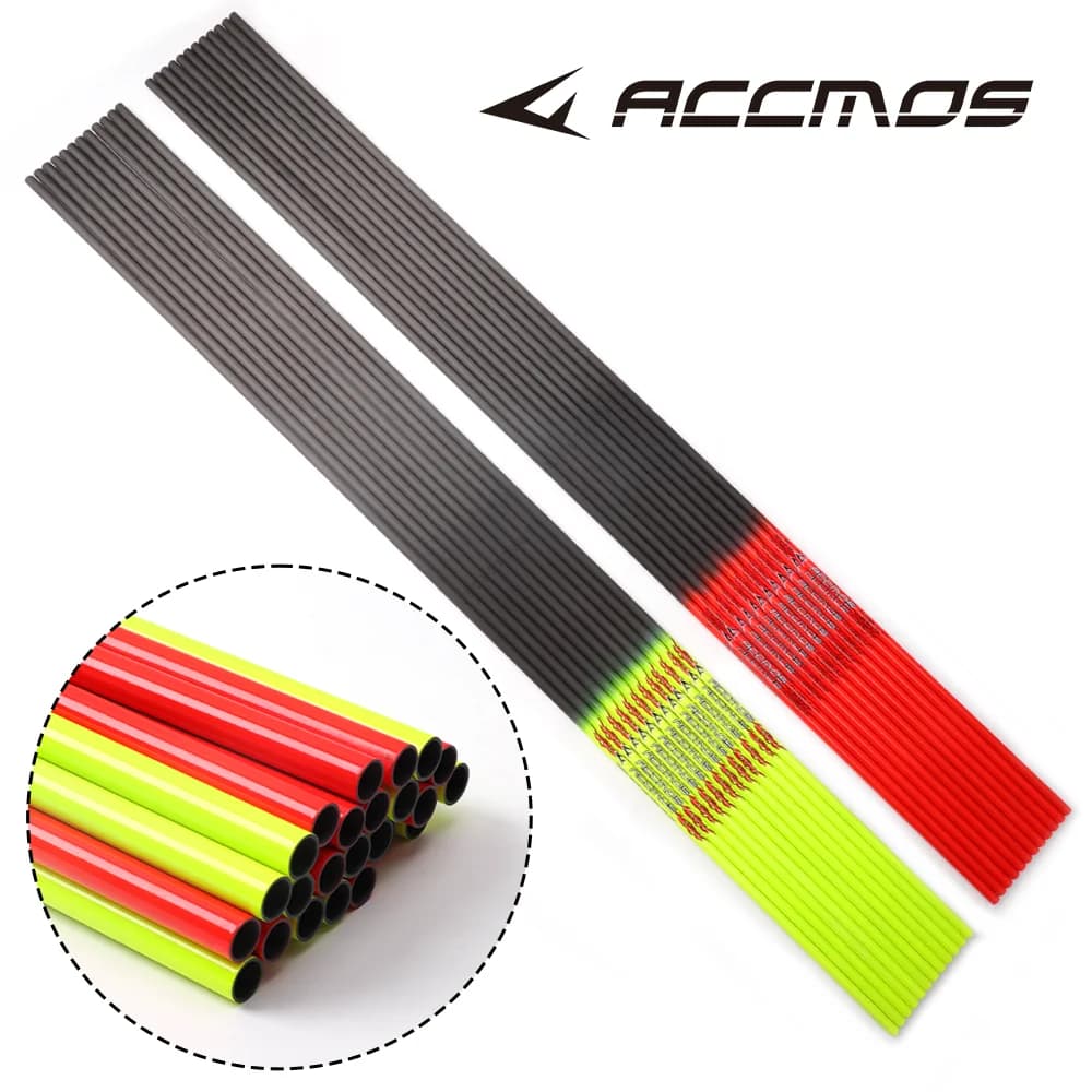 Fûts flèches carbone pur jaune/orange ID6.2mm spine 300-800 33 pouces chasse pêche accessoires tir