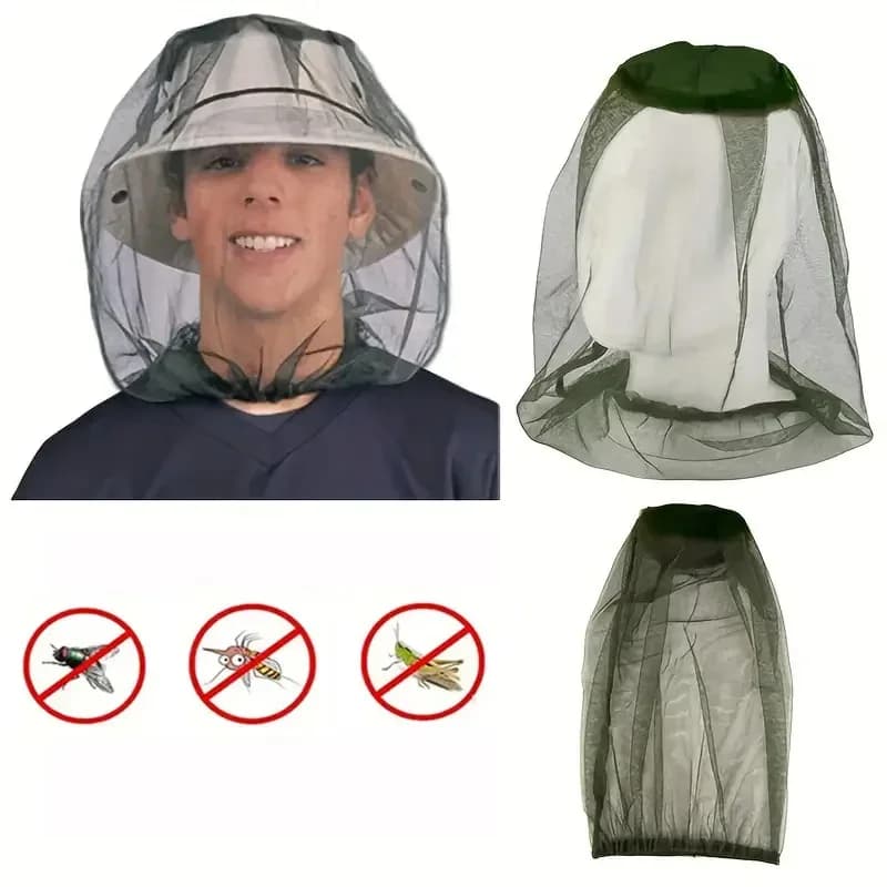 Chapeau anti-moustiques avec filet tête pour randonnée, camping, pêche - Protection insectes
