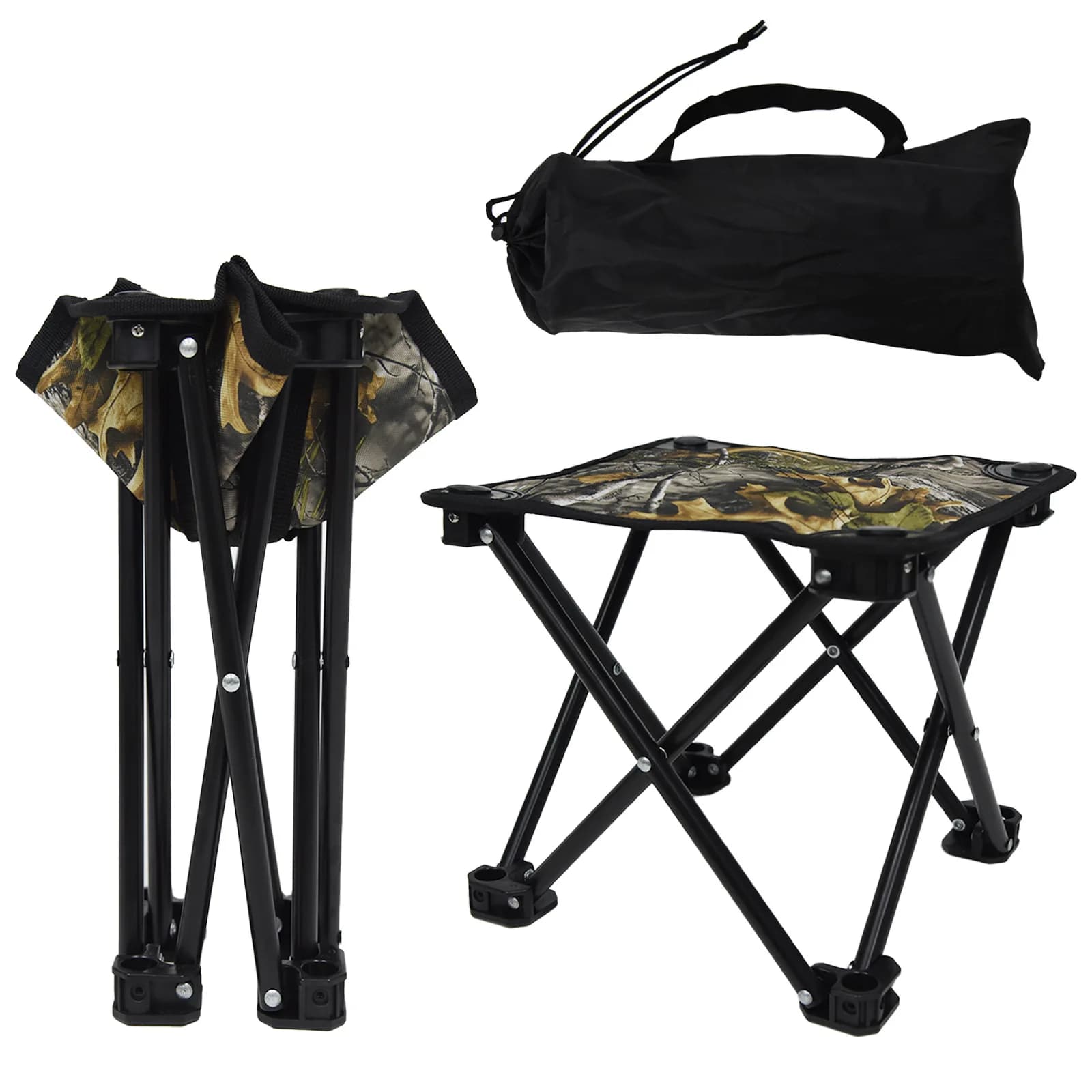 Chaise pliante camouflage biomimétique arbre - Siège anti-dérapant pêche et chasse portable