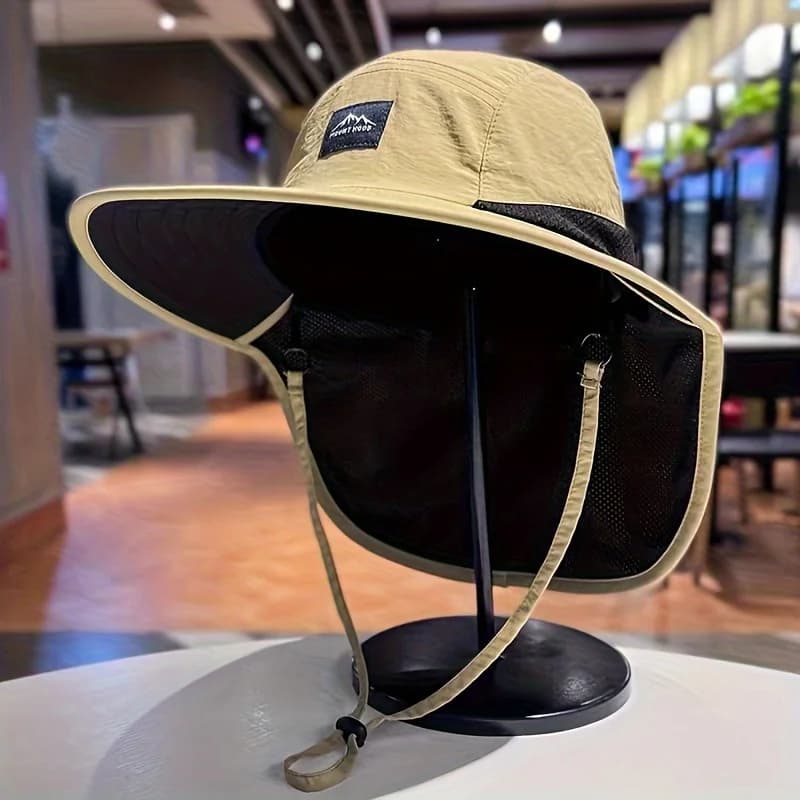 Chapeau pêcheur anti-vent séchage rapide avec rabat nuque - Protection UV pour activités outdoor