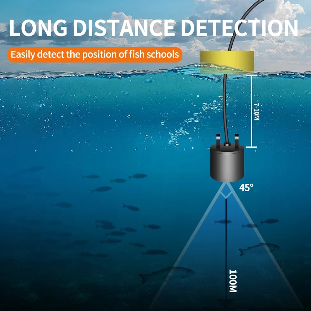 Fishfinder portable à main avec sonar jetable - Détecteur de poissons LCD pour pêche en kayak et bateau