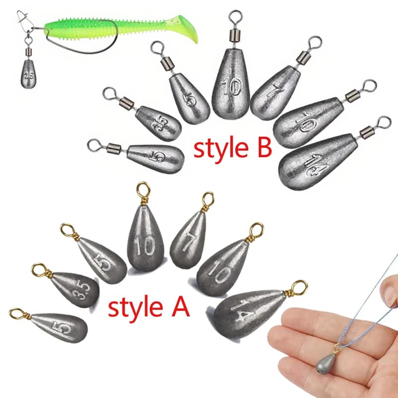 Plombs de pêche 20 pièces 3.5g-14g en forme de larme pour montages Texas, Carolina et bass
