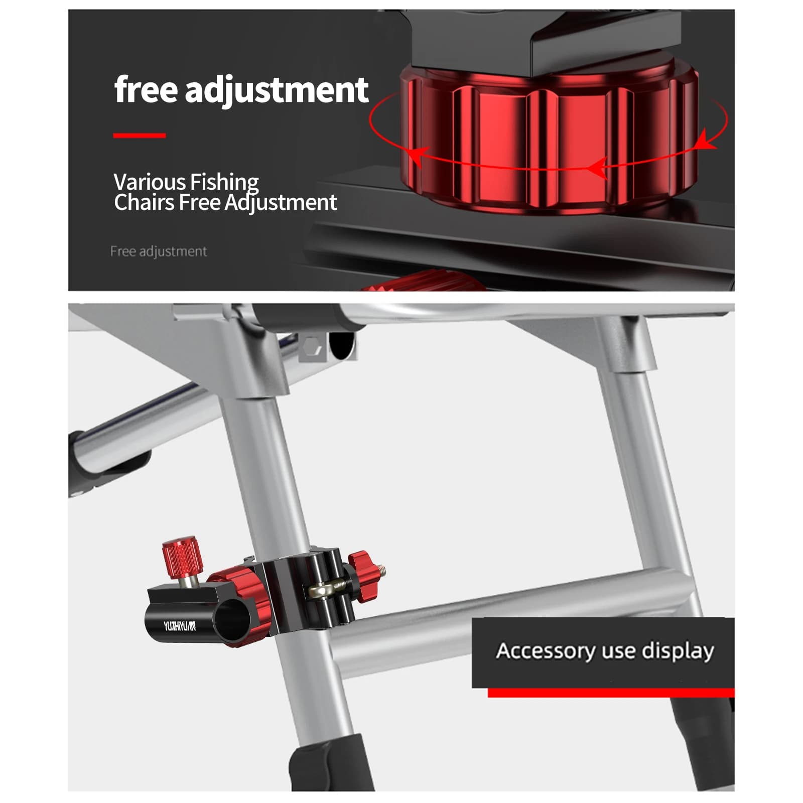 Support de montage réglable en alliage d'aluminium pour accessoires de pêche rotatif