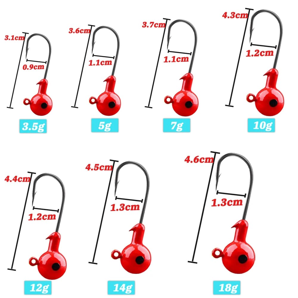 Hameçons leurres souples métal jig 3.5g-18g avec œil 3D - 10 pièces pour pêche carnassiers