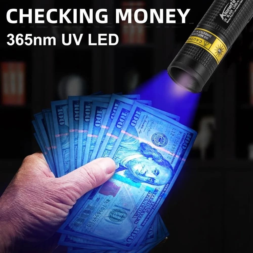 Lampe UV 365nm rechargeable USB pour détection fuites, taches animaux, minéraux et scorpions