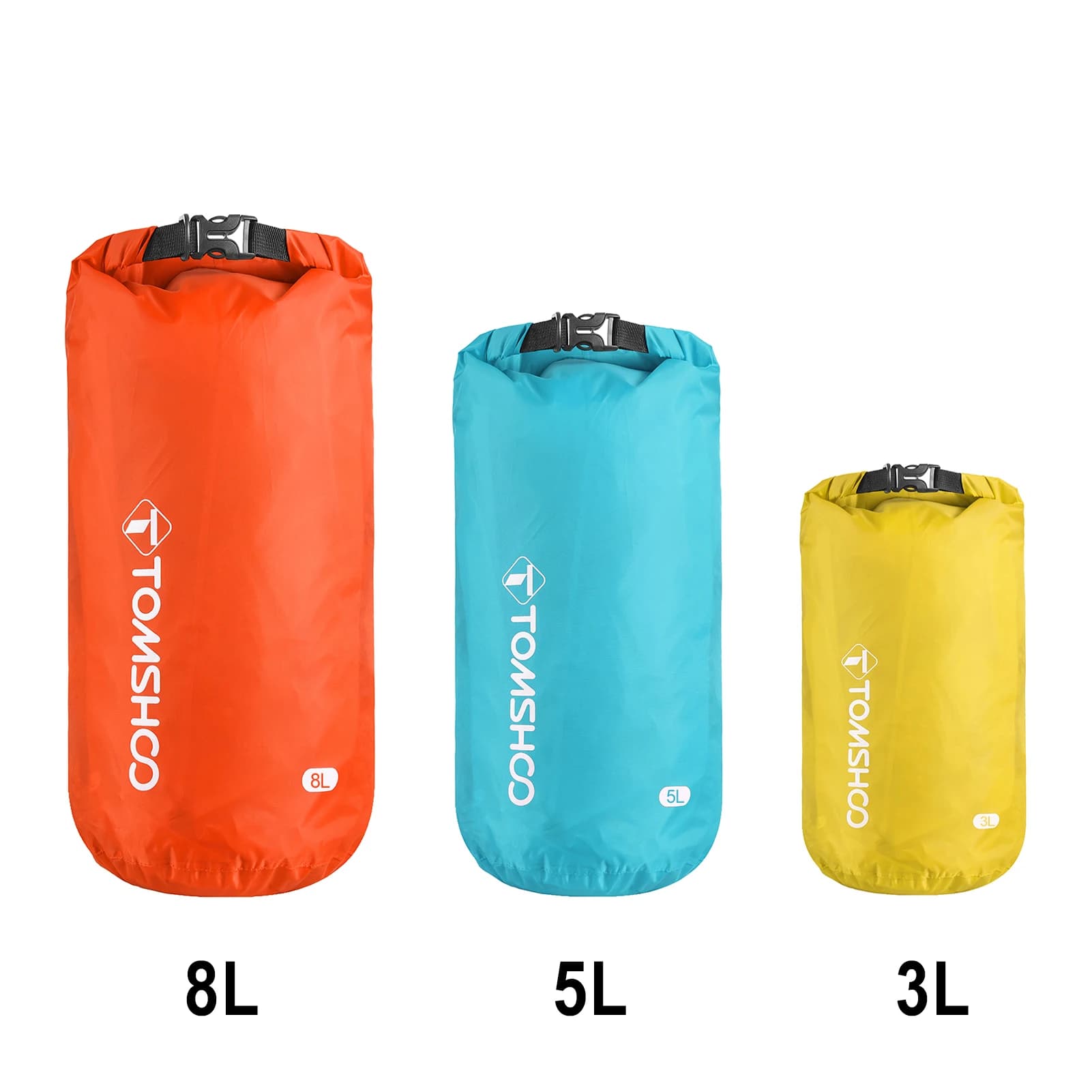 Pack 5 dry bags waterproof Tomshoo - Sacs étanches légers camping, bateau, randonnée