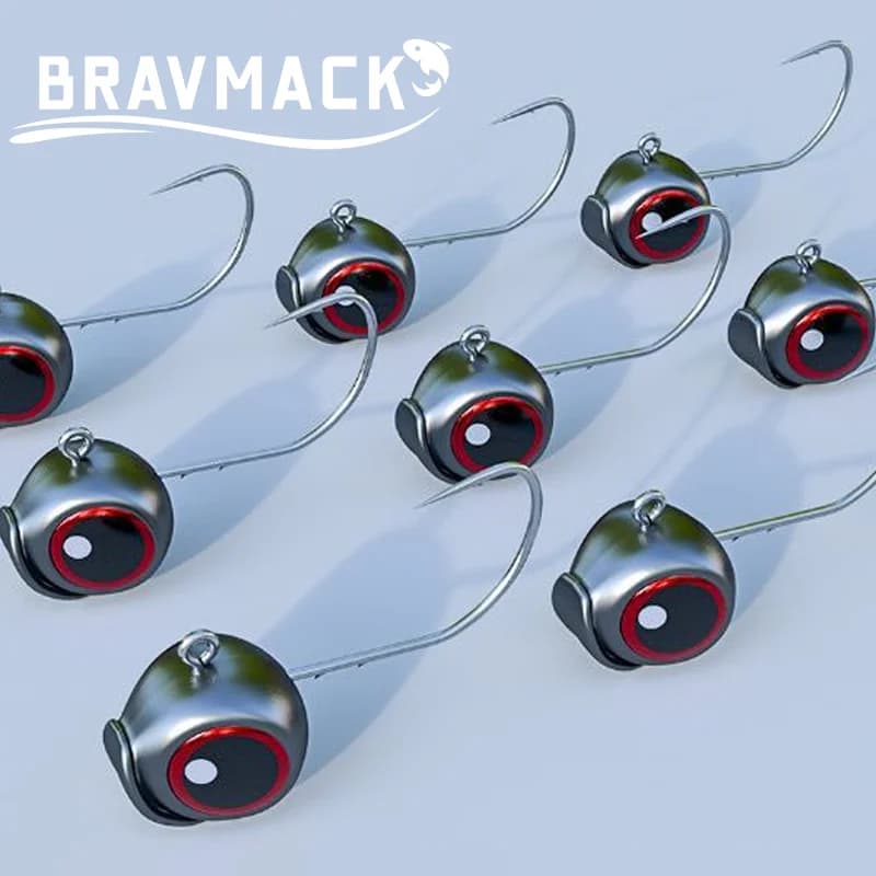 10 hameçons plombés 2.5g à 5g pour leurres souples - Têtes Ned avec grands yeux pour pêche précise
