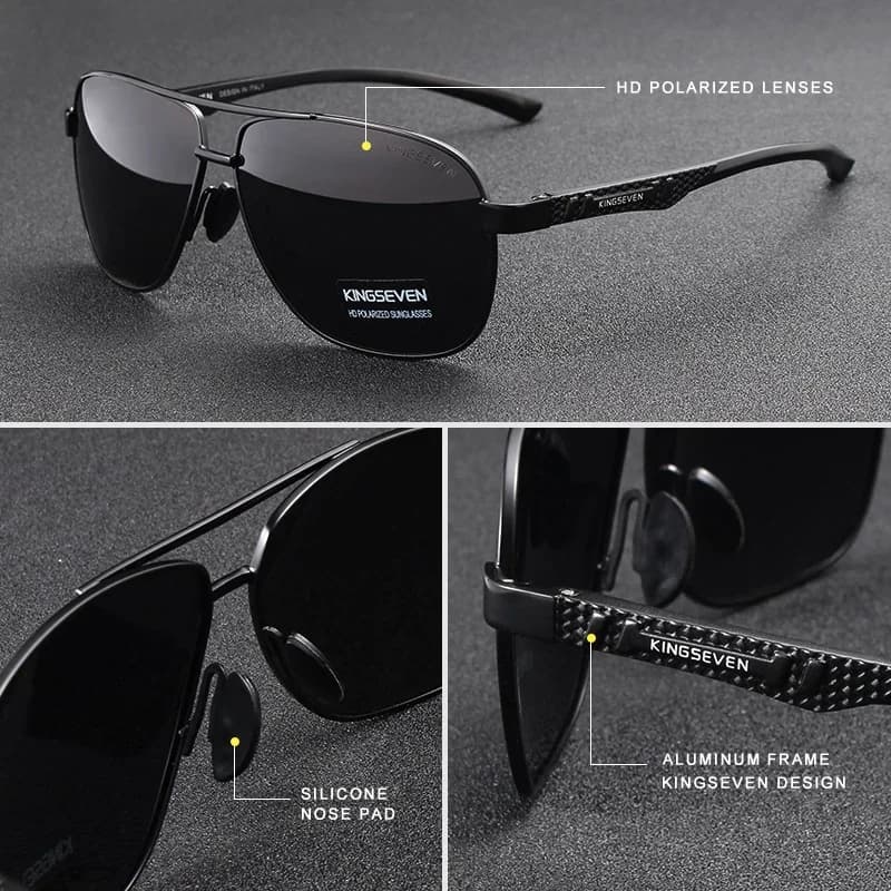 Lunettes polarisées aluminium KINGSEVEN - Protection UV400 HD pour pilote - Vision nocturne photochromique