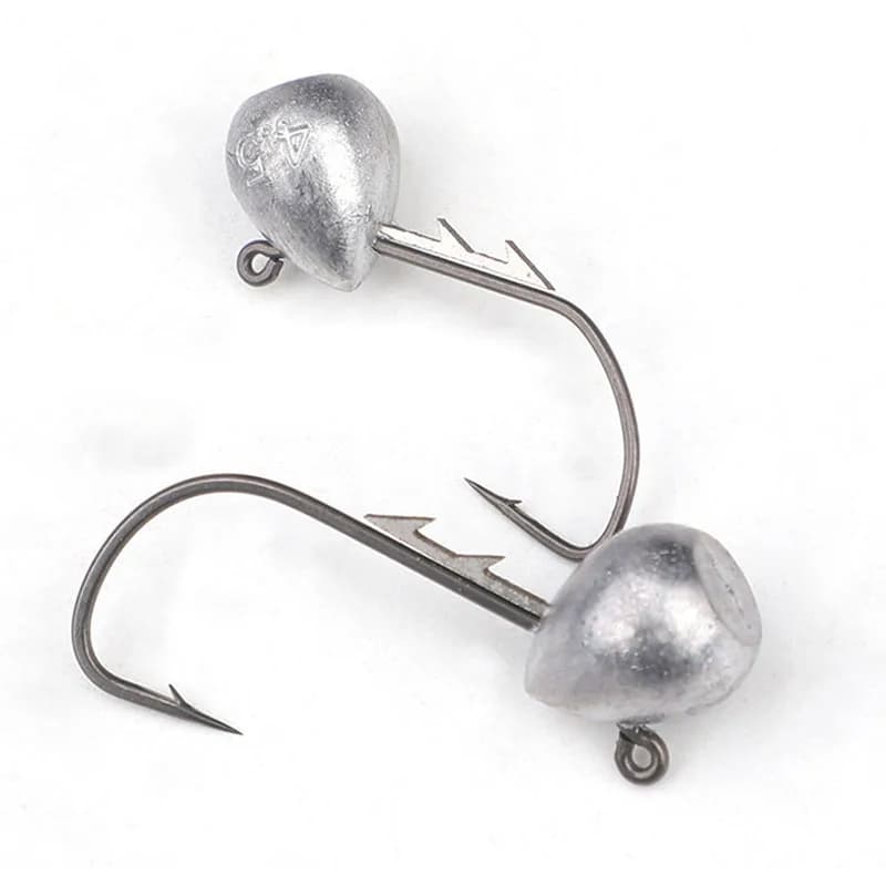 Lot de 5 hameçons jig tête exposée 2.5g à 6g pour leurre souple truite et sébaste,