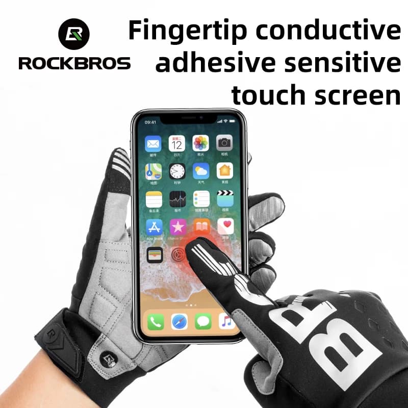 Gants vélo ROCKBROS épais SBR anti-chocs thermiques longs hiver automne pêche sport cyclisme