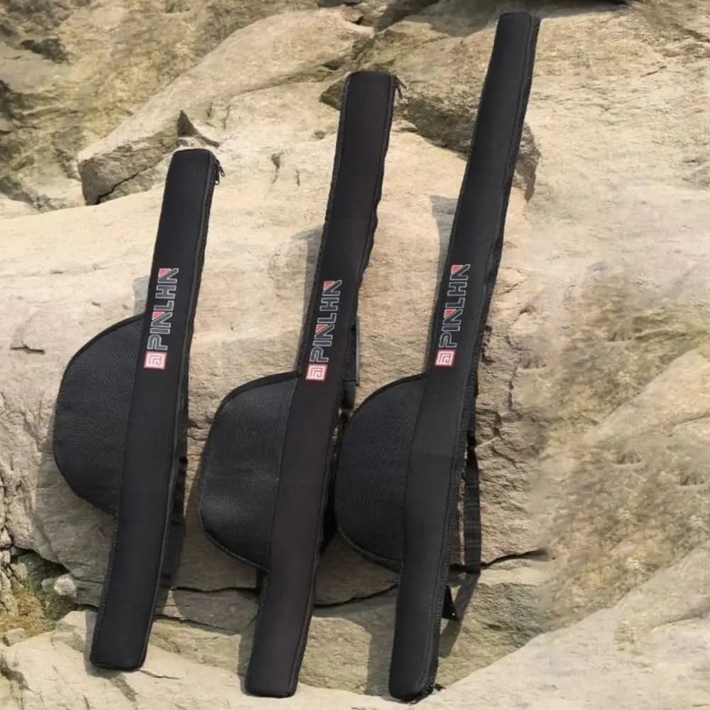 Sac de transport canne à pêche pliable 118/128cm avec sangle - Étui et organisateur portable pour canne et moulinet