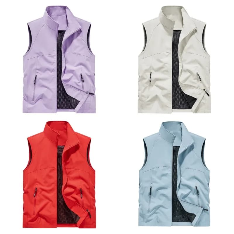 Gilet sans manches respirant anti-vent homme randonnée - Haut confortable polyvalent pour pêche printemps automne