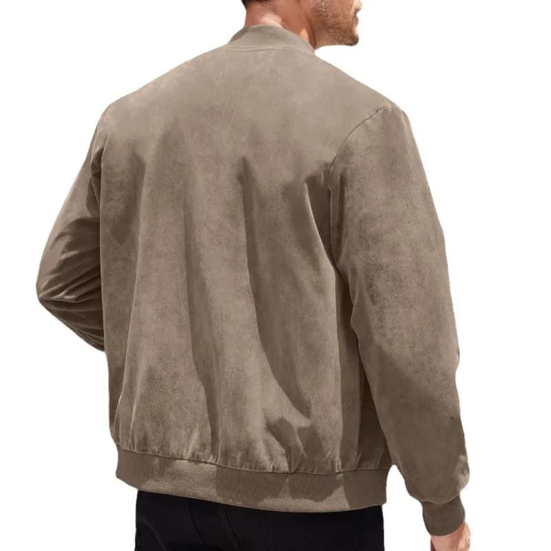 Veste en suède vintage à fermeture éclair homme - Cardigan casual rétro pour pêcheurs au style authentique
