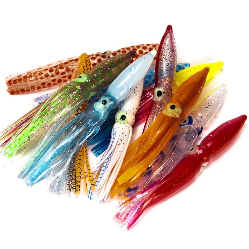 10 leurres souples pieuvre 8cm pour la pêche au thon et voilier, appâts artificiels en lot de 10