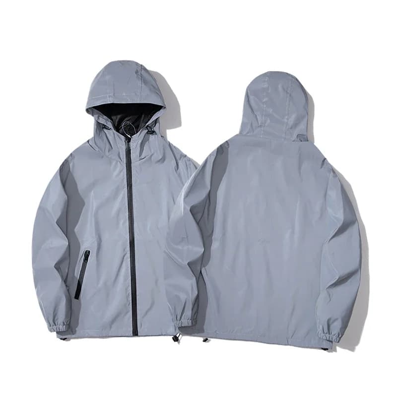 Veste réfléchissante nuit pêche homme - Double tissu coupe-vent imperméable avec capuche