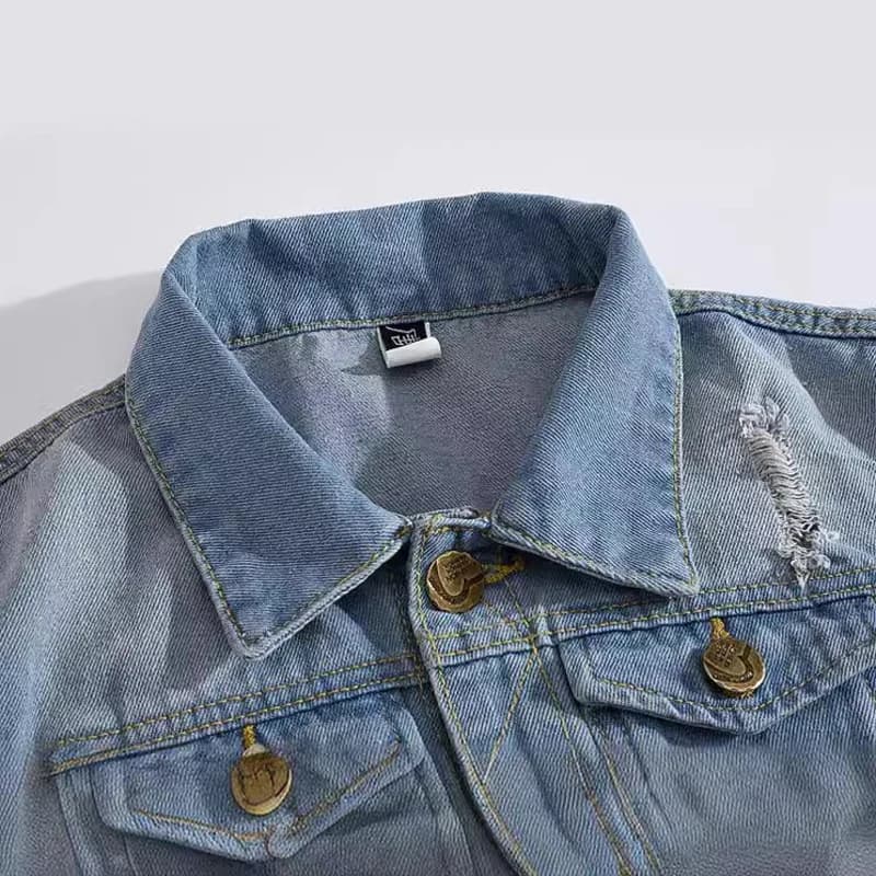 Veste sans manches déchirée vintage pour homme en jean coton décontracté streetwear taille 6XL