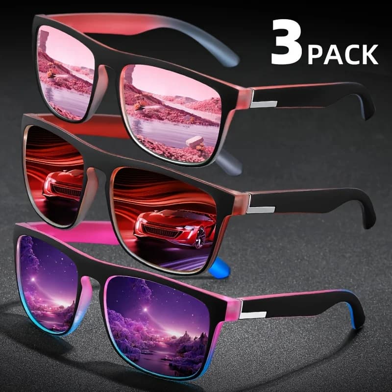 Lunettes de soleil polarisées carrées dégradé multicolore UV400 - idéales pêche