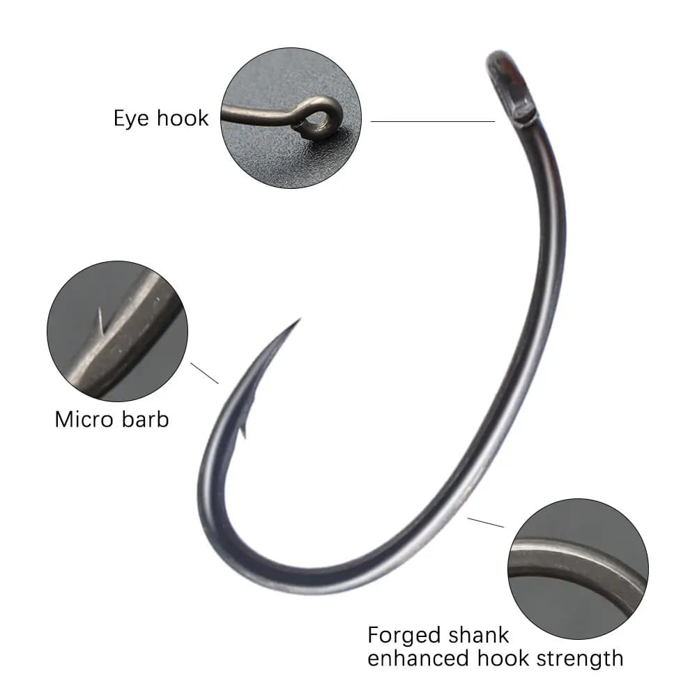 10 hameçons carp fishing Klor X ultra-affûtés - Acier allié pour montages hair rig