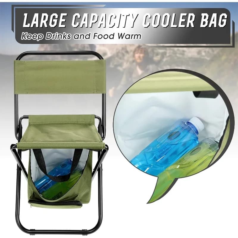 Chaise de pêche pliable avec glacière intégrée - Support 100kg pour pêche et camping