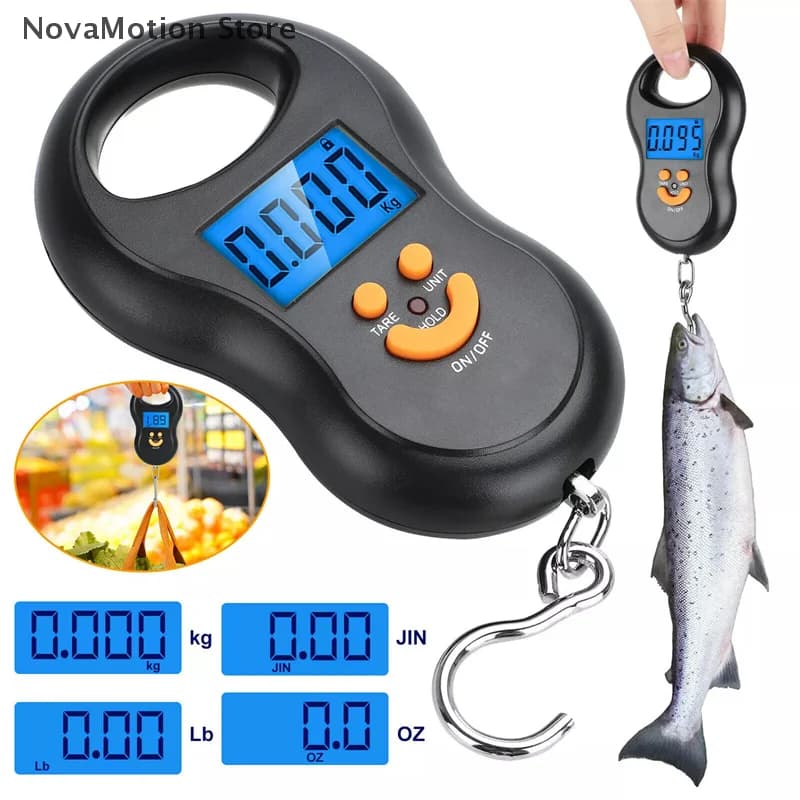 Balance noire électronique 50kg rétroéclairée - Version sombre pour pêche discrète et design moderne
