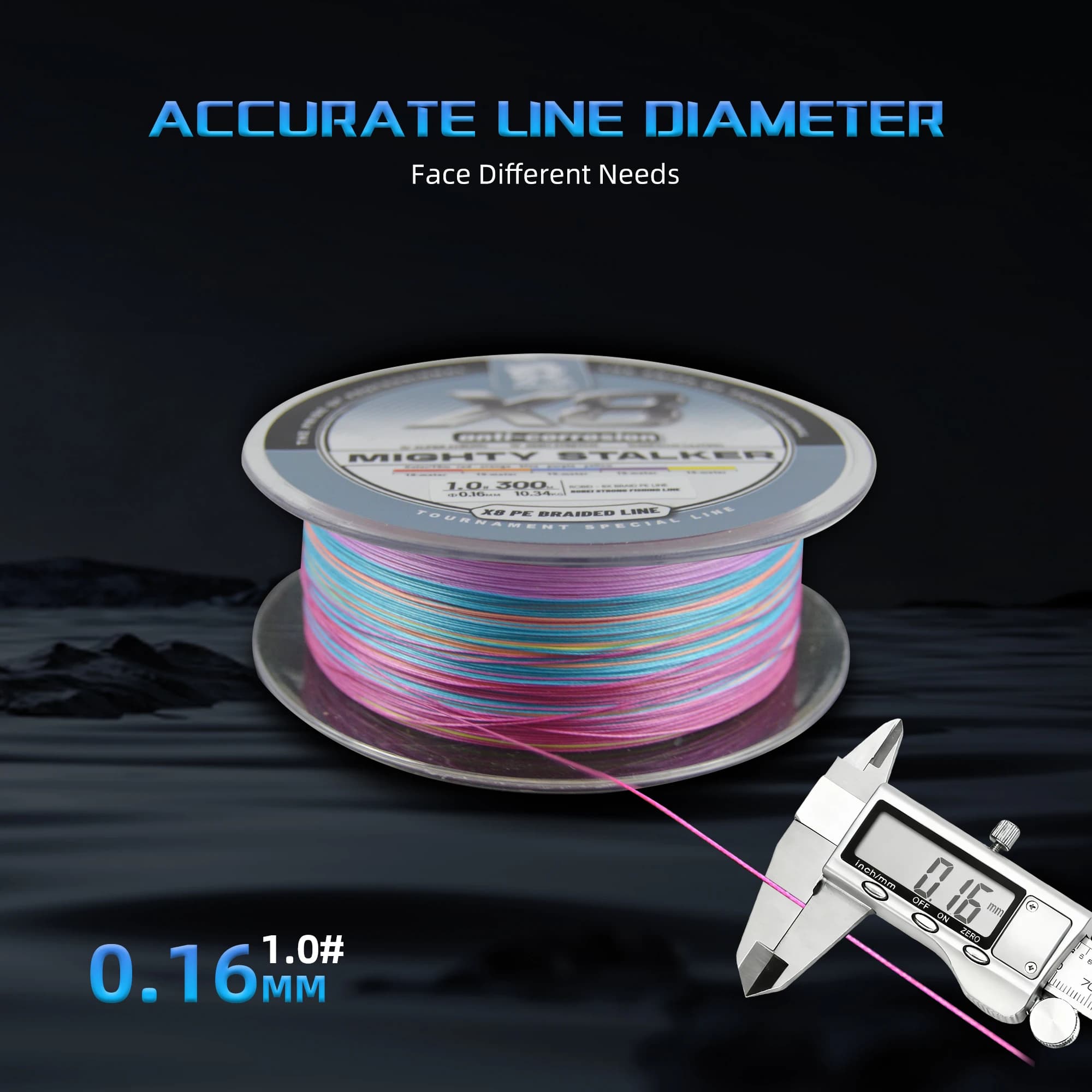 Ligne de pêche mer 300M résistante 8 brins tressée PE multifilament sans décoloration 10m par couleur