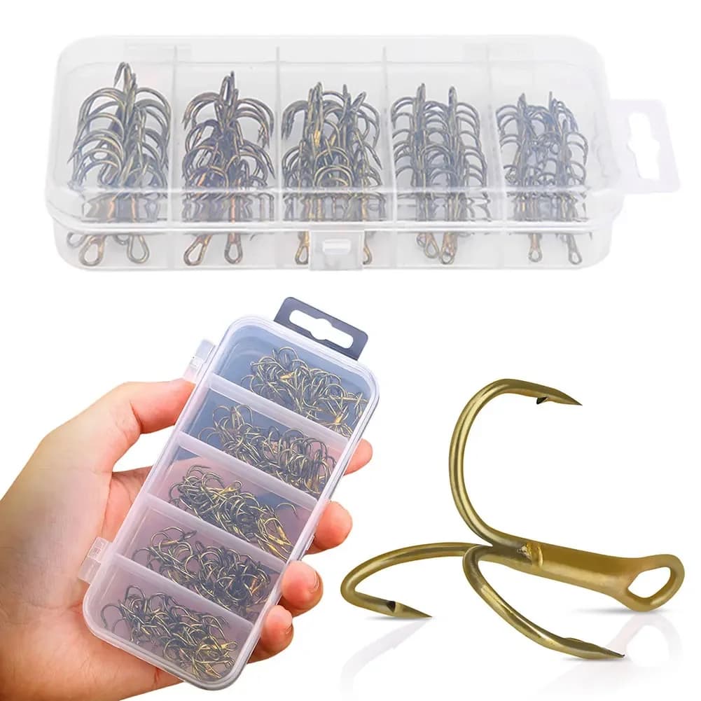 Hameçons triples 80 pièces acier carbone haute résistance pour pêche eau douce et mer