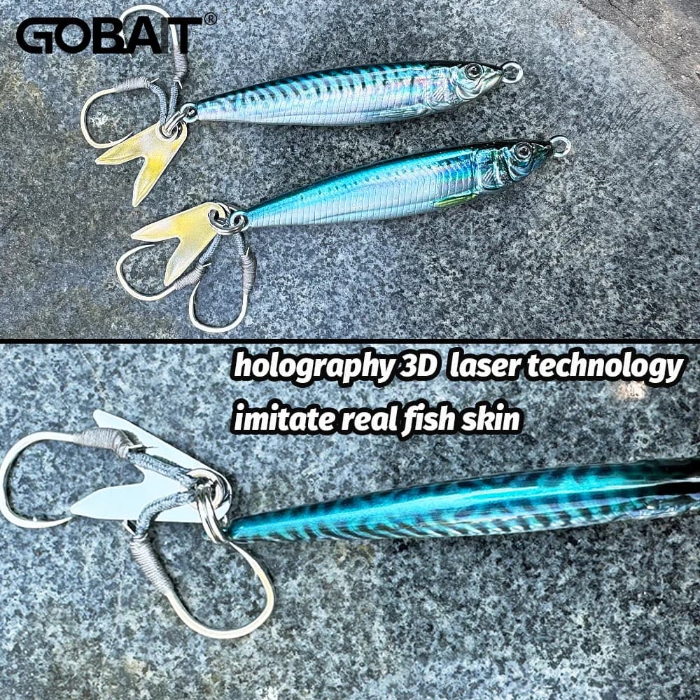 Leurre métal jig GOBAIT 20-40g avec œil 3D laser - spinner spoon vibrant pour pêche spinning