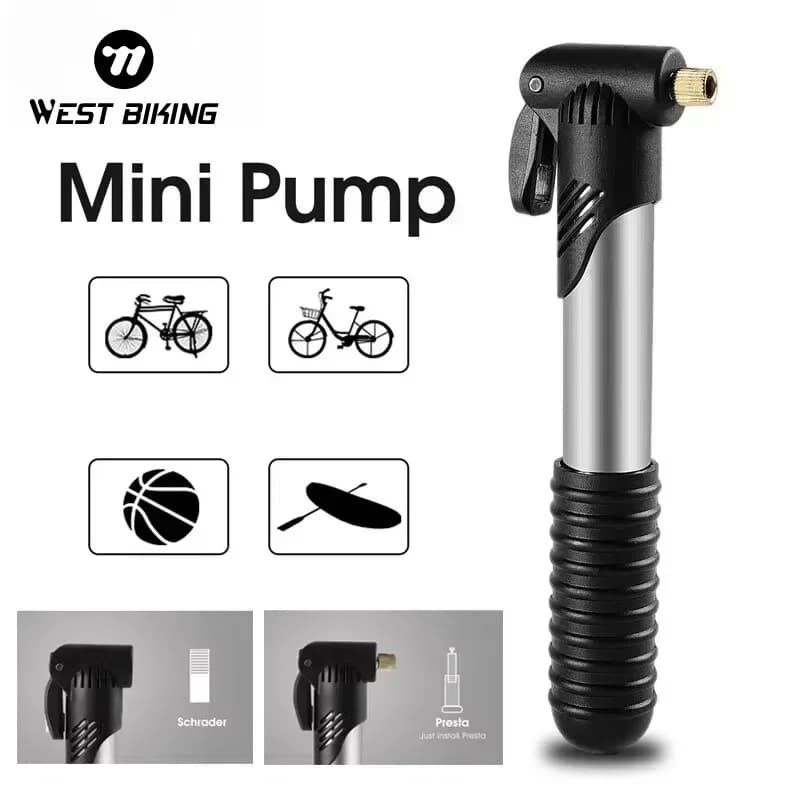 Pompe à main portable WEST BIKING mini - Accessoire vélo pour pneus Schrader Presta VTT route pêche
