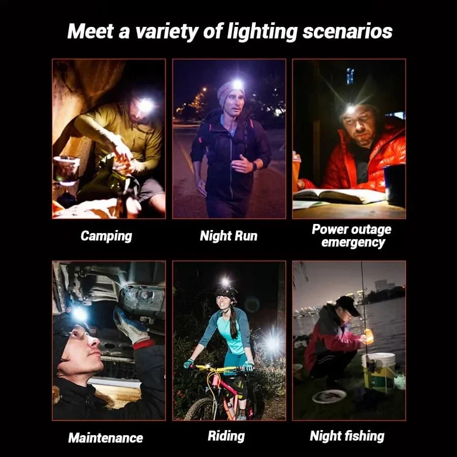 Casquette multifonction avec clip lampe frontale étanche rechargeable et porte-clés pour pêche camping nocturne
