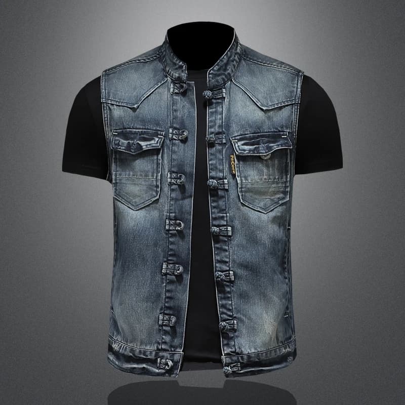 Veste denim pêche homme tendance 2025 - Veste casual à boucles pour pêcheurs stylés