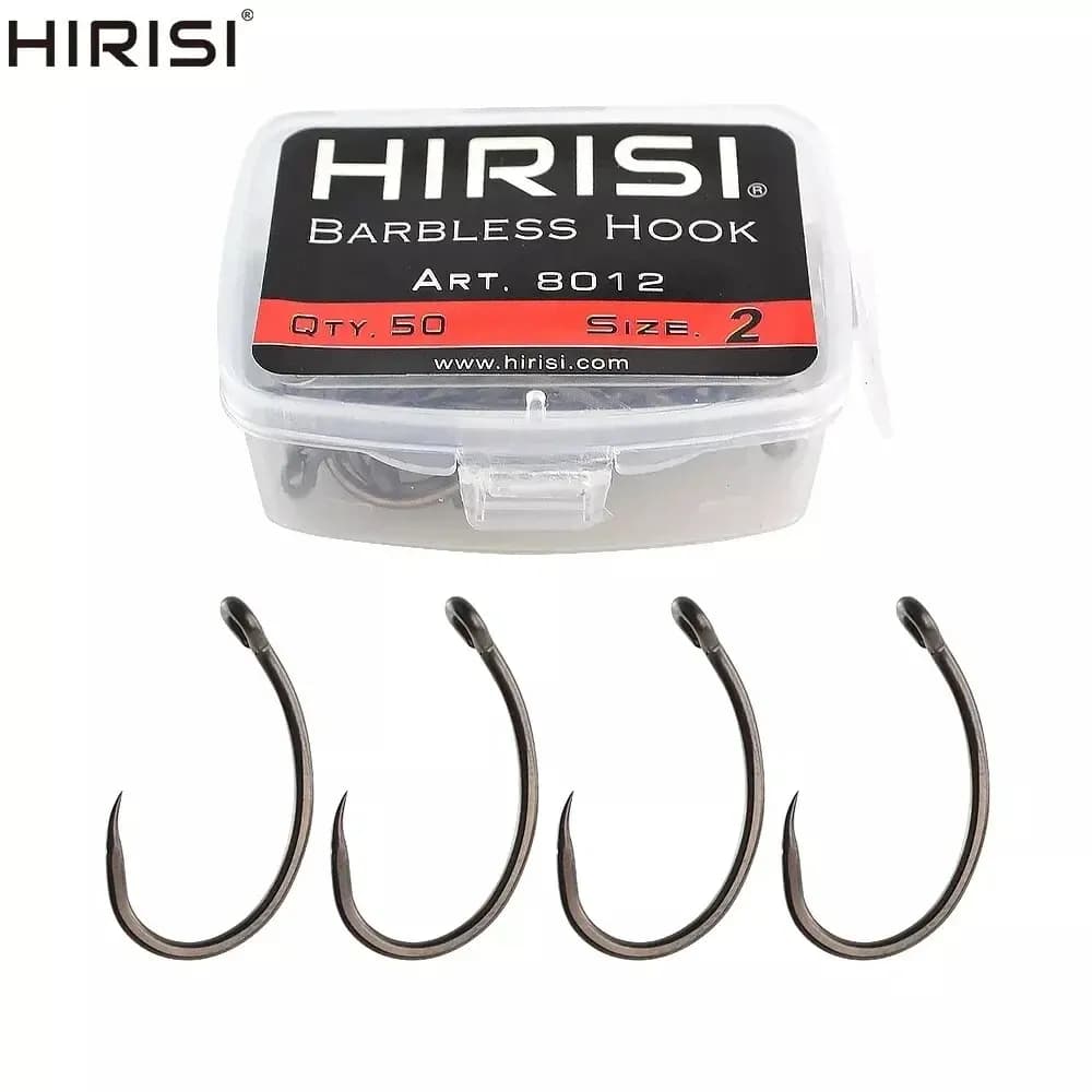 50 hameçons sans ardillon Hirisi en acier carbone haute qualité revêtus - accessoires pêche 8012