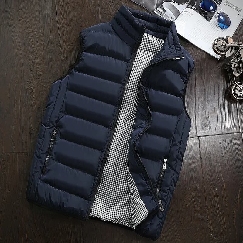 Gilet homme coupe-vent sans manches - Veste polaire épaisse pour pêche hiver confortable