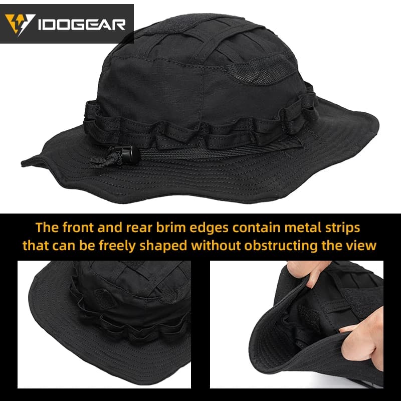 Casquette boonie tactique IDOGEAR 3623 pour pêche et chasse - Large bord ajustable et respirant