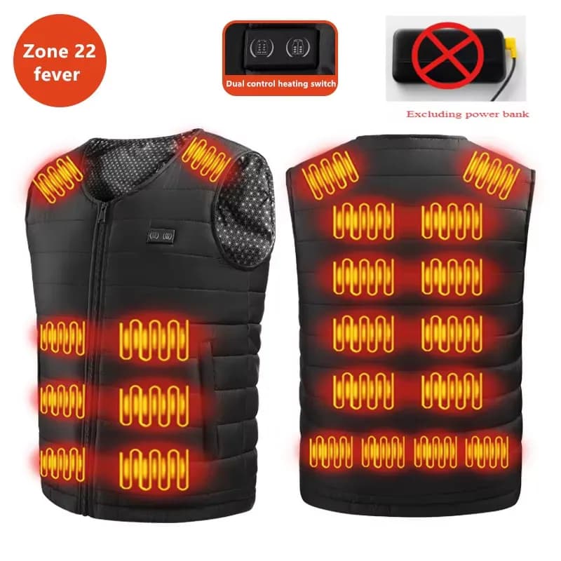 Gilet chauffant pêche hiver unisexe - 22 zones chauffantes résistantes pour pêcheurs seniors confort intérieur/extérieur
