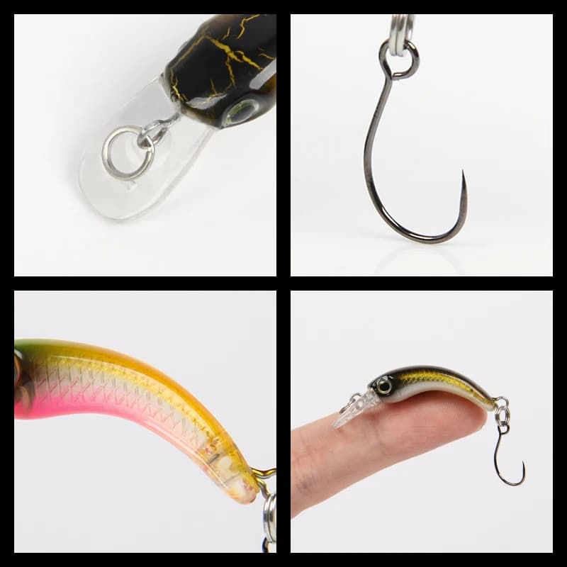 Leurre flottant mini truite LETOYO 1.2g, appât dur micro pour pêche de la truite, perche et black bass