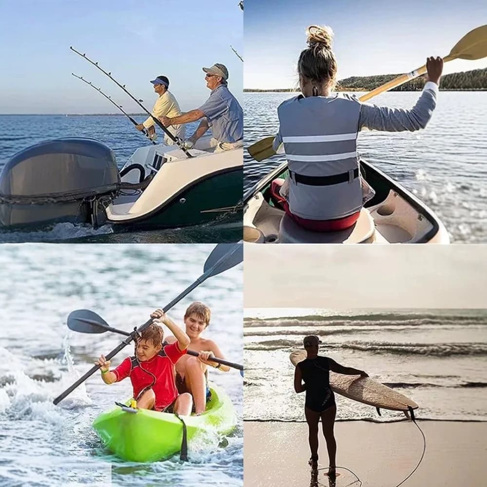 Laisse élastique pour pagaie de kayak et canne à pêche - Longe enroulée avec mousqueton de sécurité
