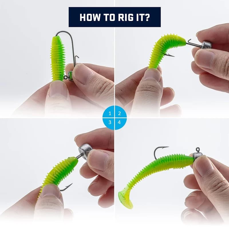 50 têtes de jig Ned Rig non peintes 2.5g à 14g - Pour crappie, bass, truite et pêche fine