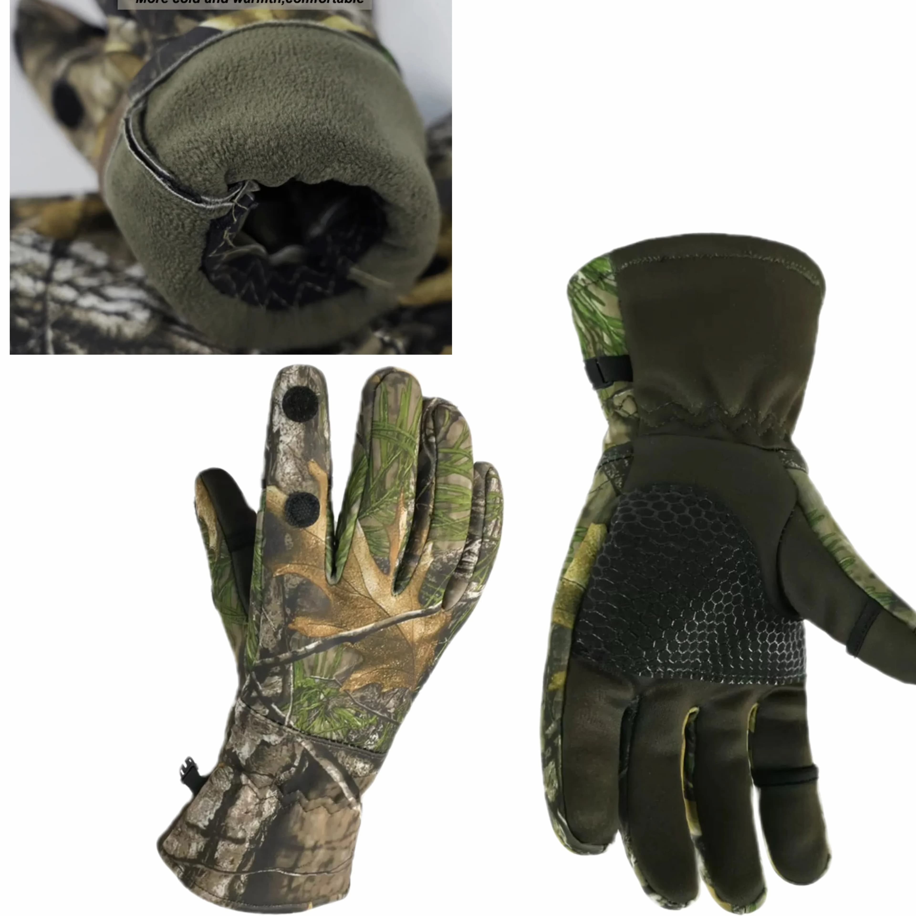 Gants chasse camouflage biomimétique automne-hiver - Anti-dérapage imperméable chaud pour tir et pêche