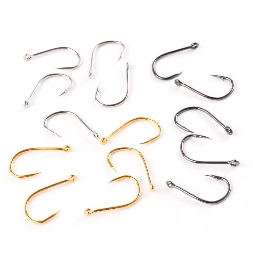 Kit de 100 hameçons simples circulaires Aorace en acier carbone pour carpe, pêche à la mouche et mer
