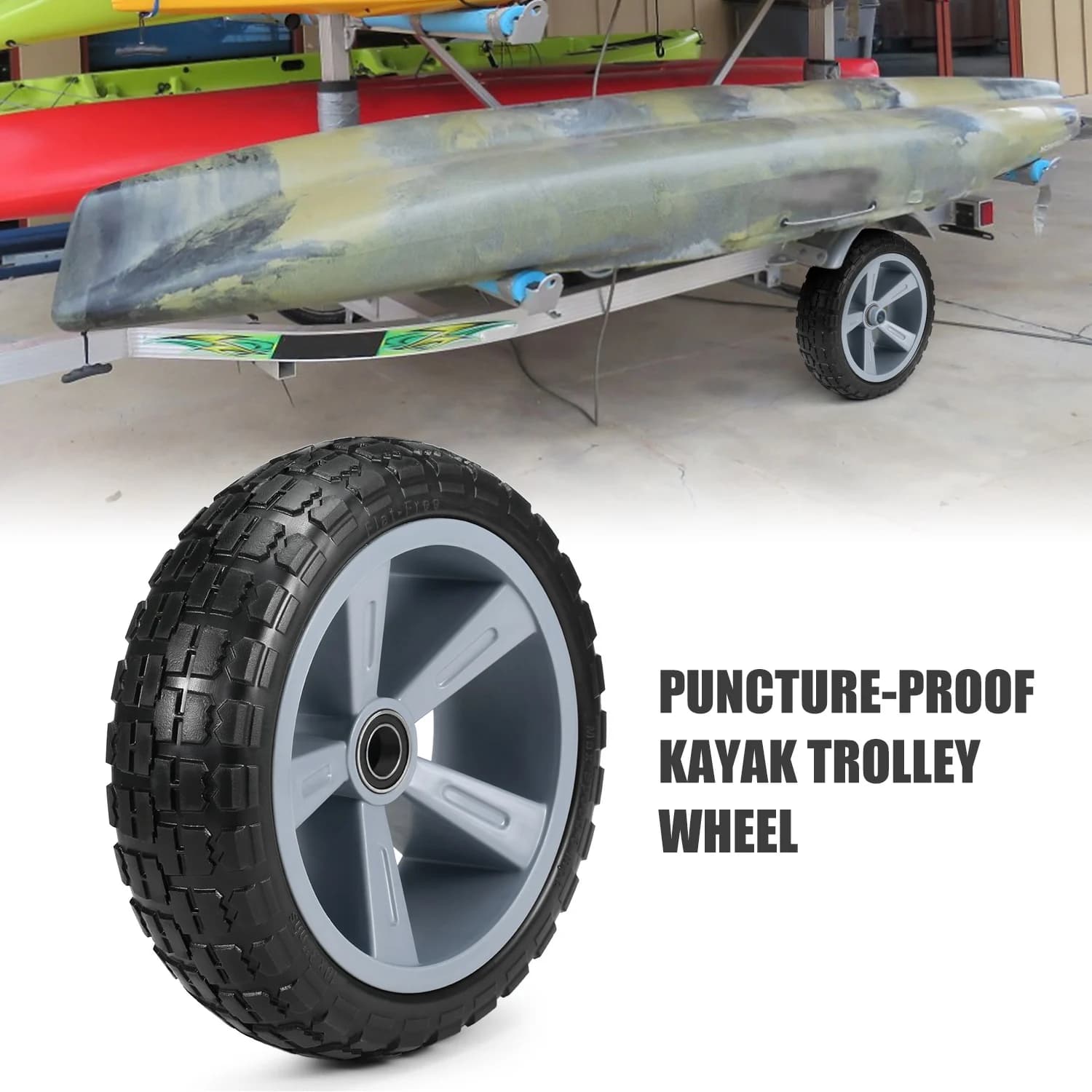 Roue de chariot increvable 25cm pour kayak de pêche - transport facile vers le spot