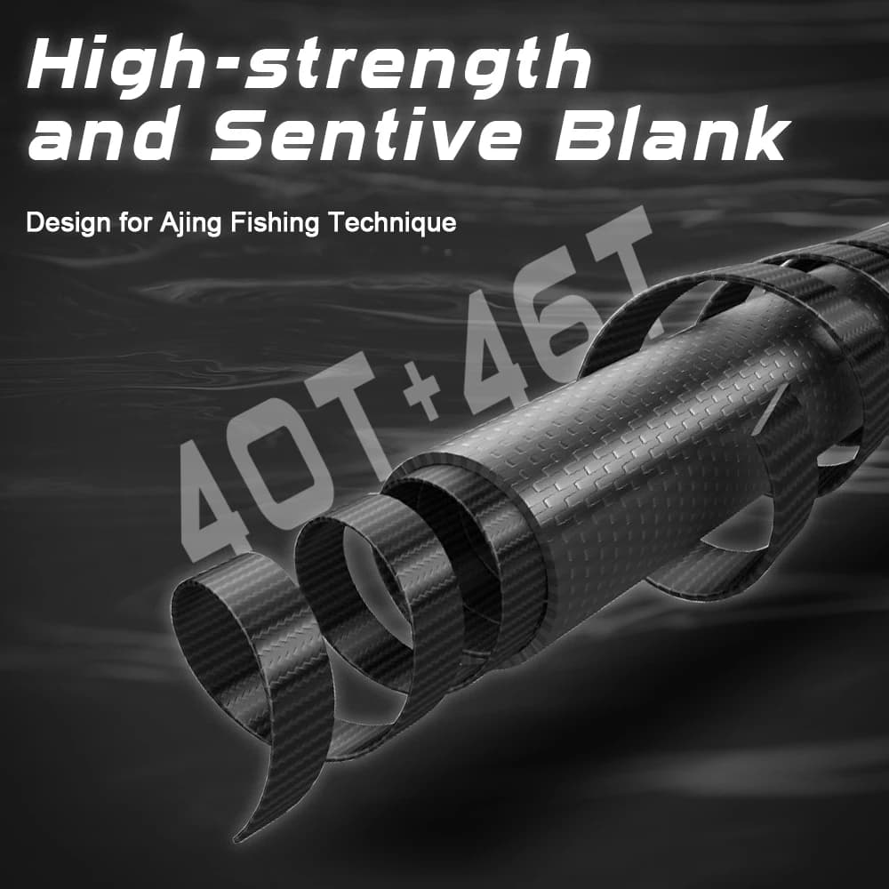 Canne ajing MIFINE MICROBITE XUL-UL 2-5g - Pêche rock mer eau douce action rapide 40T/46T carbone
