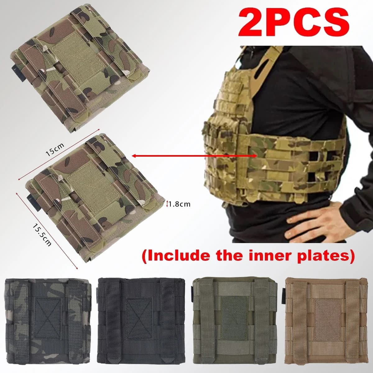 Poche latérale tactique pour plaque JPC2.0 AVS - Poche camouflage molle anti-choc pour pêche