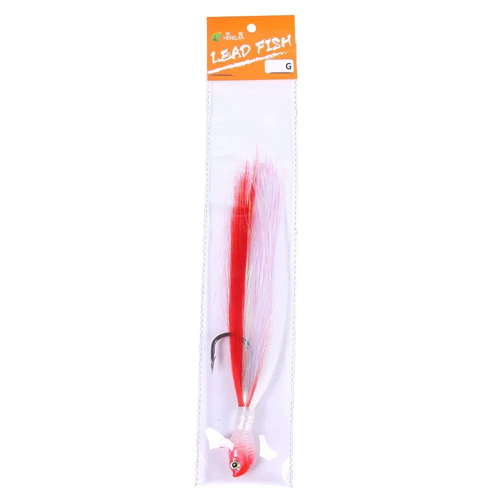 Têtes Plombées Bucktail 7-56g avec Poils Cerf - Leurre Jigging Plume Œil 3D Pêche Mer et Rivière