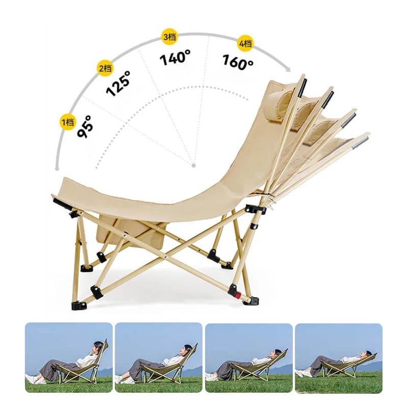 Chaise longue pliante WESTTUNE pêche ajustable avec repose-tête camping plage