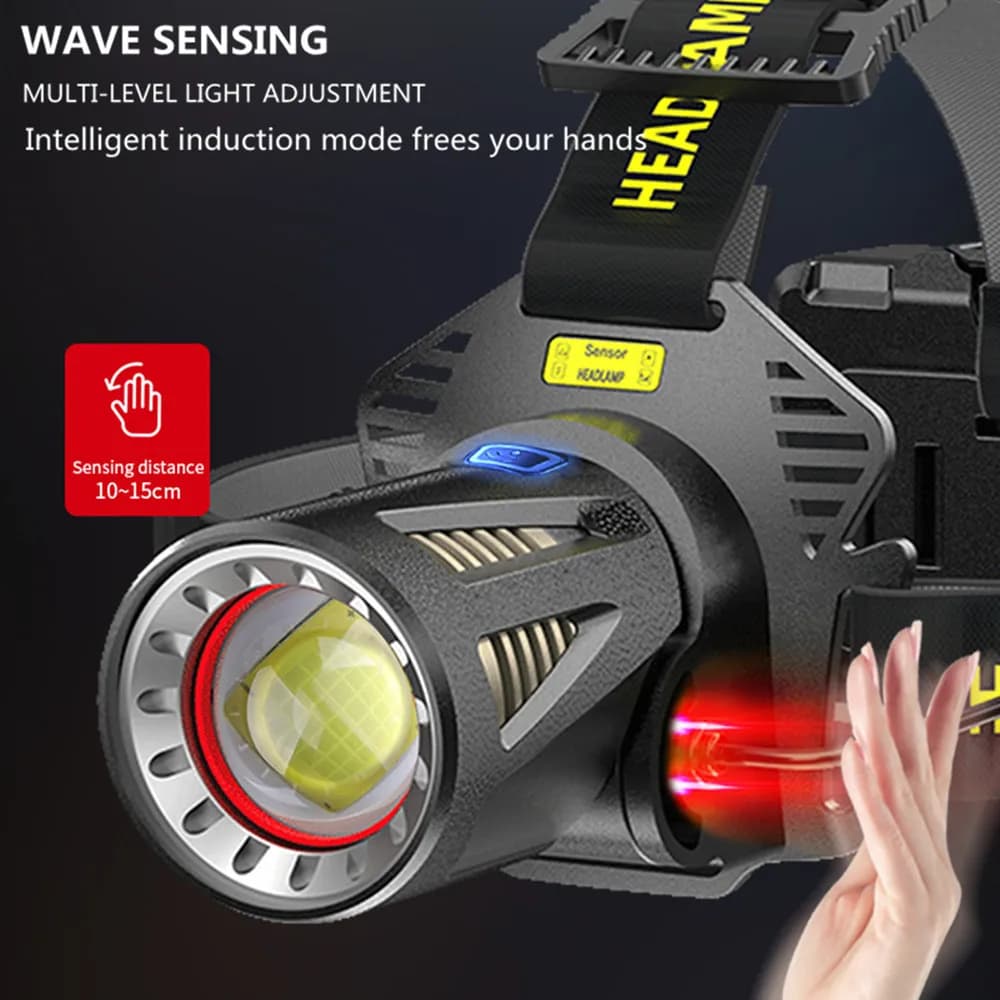 Lampe frontale LED XHP360 ultra puissante rechargeable USB pour pêche nocturne et camping