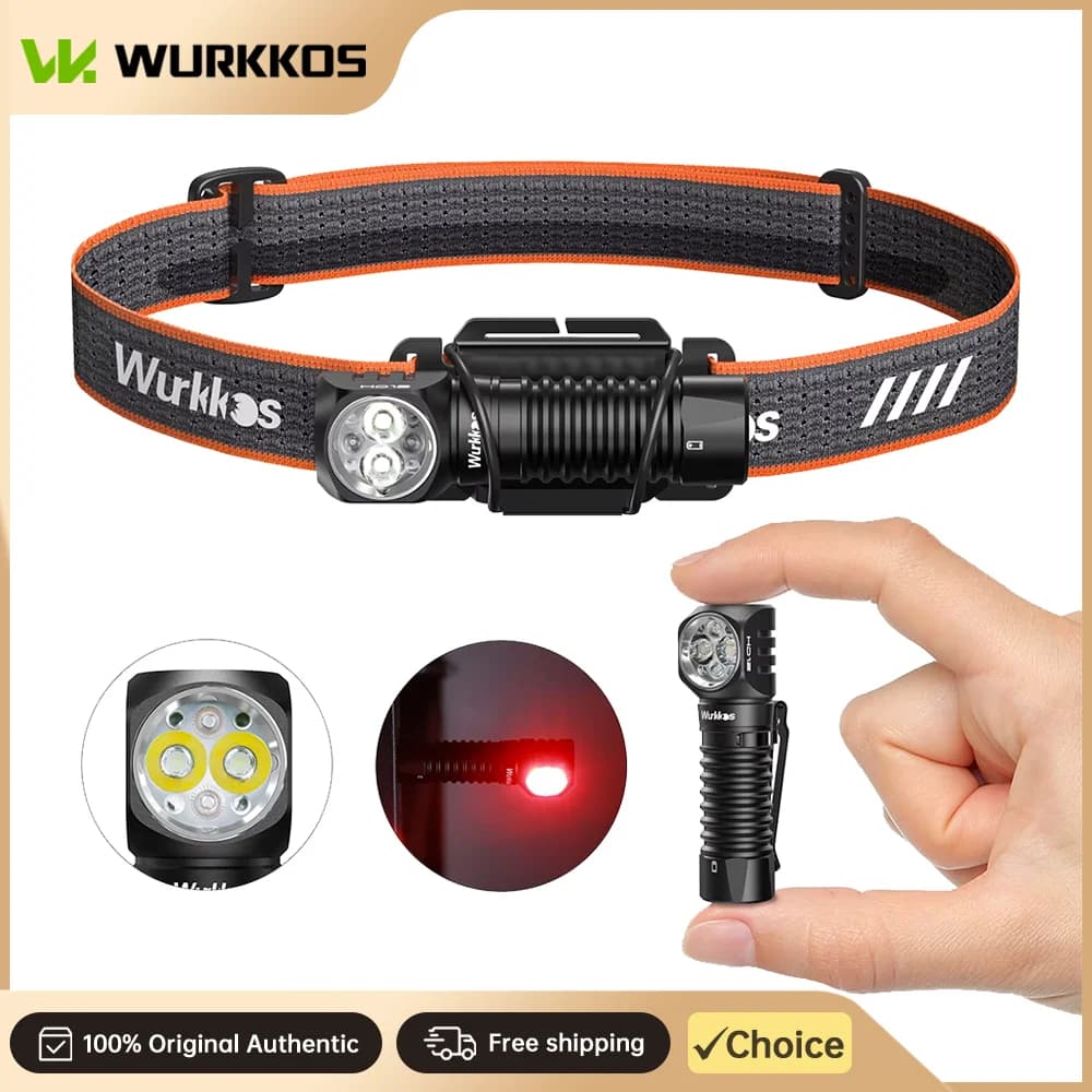 Lampe frontale Wurkkos HD12 mini rechargeable USB-C avec lumière rouge pour pêche discrète nocturne